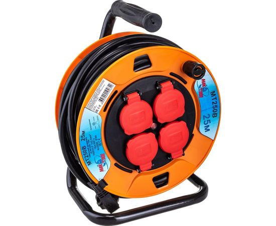 Кабельный однофазный удлинитель MTG на катушке ПВX, 4X220В MT250В H05VV-F 3x2,50мм2 25м 8315 – изображение 5