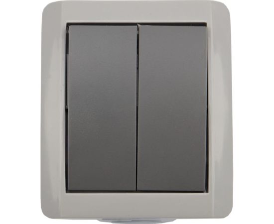 Двухклавишный накладной выключатель KRANZ IP54 серый KR-78-0609 – изображение 6