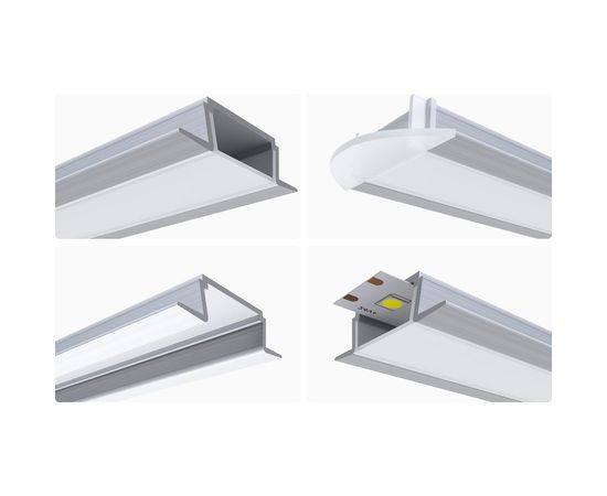 Алюминиевый прямой встраиваемый профиль Apeyron, анодированный, серебро, 2 м, 3010 08-02 – изображение 8