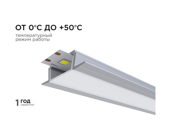 Алюминиевый прямой встраиваемый профиль Apeyron, анодированный, серебро, 2 м, 3010 08-02 – изображение 9