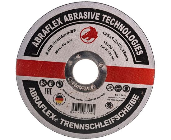 Круг отрезной по металлу + нержавейке (125x1.2x22 мм) Abraflex А125122223 