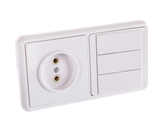 Комбинированный блок Кунцево-Электро БЭЛЛА скрытая установка выключатель+розетка БКВР-039 5839 