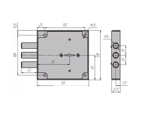 Накладной замок CERBER ЗНУ-М БЗ С1-М 016 без ответной планки 2067 – изображение 3