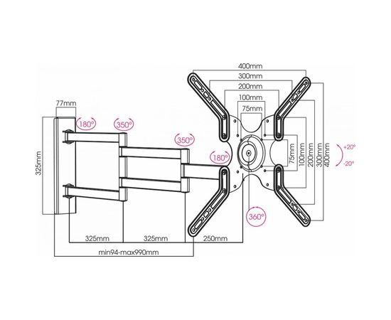 TV кронштейн Arm media LCD 900 black 10193 – изображение 4