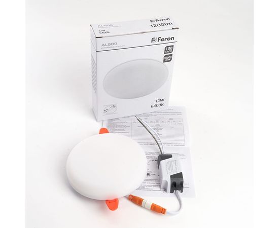 Встраиваемый светодиодный светильник FERON AL509 с регулируемым монтажным диаметром, 12W, 6400K, 1200Lm 41212 – изображение 6