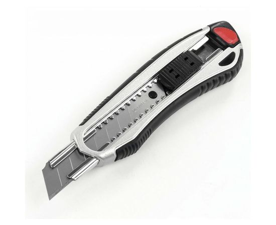 Канцелярский нож BRAUBERG мощный, 18 мм, Heavy duty, автофиксатор, резиновые вставки, металл 237158 – изображение 7