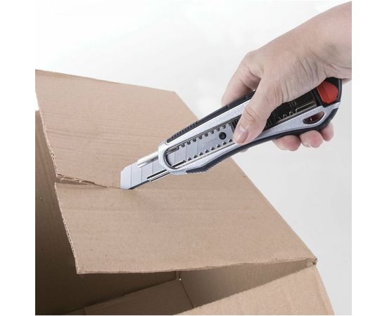 Канцелярский нож BRAUBERG мощный, 18 мм, Heavy duty, автофиксатор, резиновые вставки, металл 237158 – изображение 10