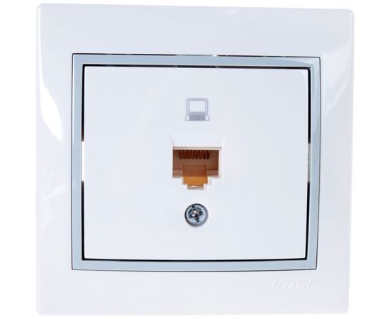 Компьютерная розетка Lezard MIRA, со вставкой, белый с серой 701-0215-139 