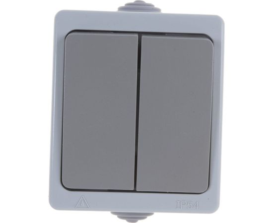 Выключатель, 2 клавиши UNIVersal Аллегро IP54, серый 1280 