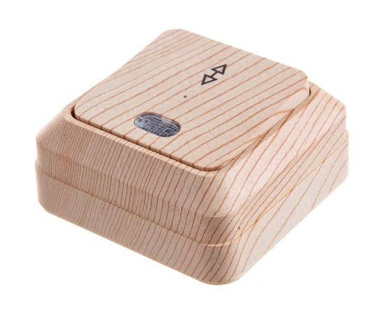 Выключатель UNIVersal Олимп 1 клавиша, проходной с подсветкой, сосна 5560810 – изображение 2