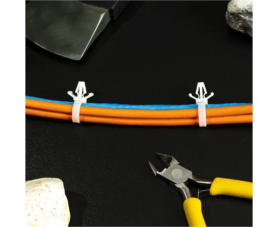 Хомут с крепеж.пистоном REXANT 4.8x190 100 шт белый 07-0197 – изображение 4