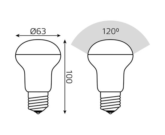Лампа Gauss Elementary R63 8W 650lm 4100K Е27 LED 1/10/50 63228 – изображение 5