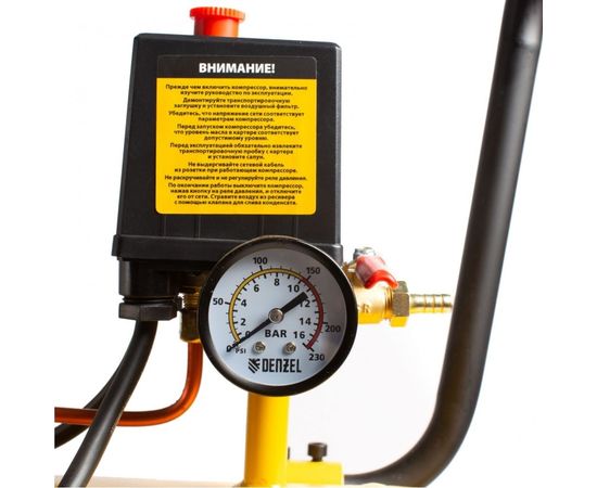 Воздушный компрессор с ременным приводом DENZEL BCV2300/100 2.3 кВт, 100 литров, 440 л/мин 58111 – изображение 6