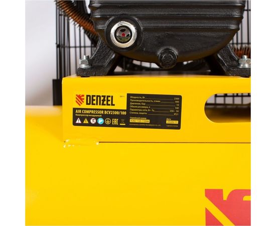Воздушный компрессор с ременным приводом DENZEL BCV2300/100 2.3 кВт, 100 литров, 440 л/мин 58111 – изображение 8