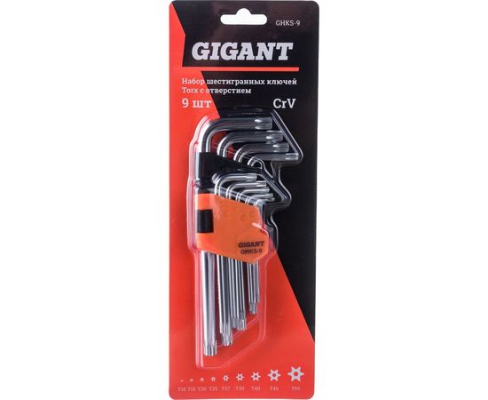 Набор шестигранных ключей TORX с отверстием 9 шт Gigant GHKS-9 