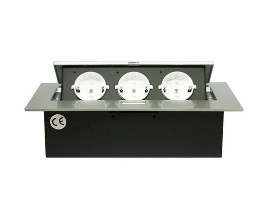 Полуавтоматический блок розеток Mebax, MX-226 3 секции Серебро 212х60мм 00-00001186 