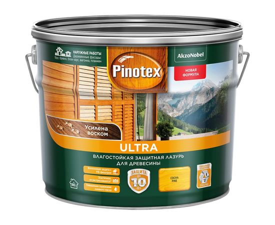 Тиксотропный антисептик PINOTEX ULTRA NW УФ защита, сосна 9л 5353898 