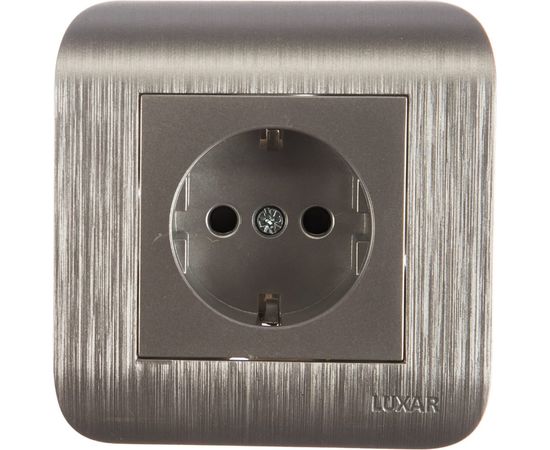 Розетка LUXAR Deco с/у с з/к серебро с рифленой рамкой, 250В 16А 4606400620310 