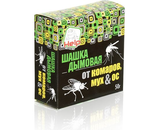 Инсектицидная дымовая шашка от КОМАРОВ, МУХ и ОС 50г HELP 80233 – изображение 2