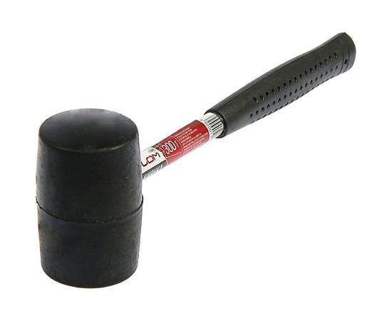 Киянка LOM металлическая обрезиненная рукоятка, черная резина, 300 г 1721813 – изображение 2