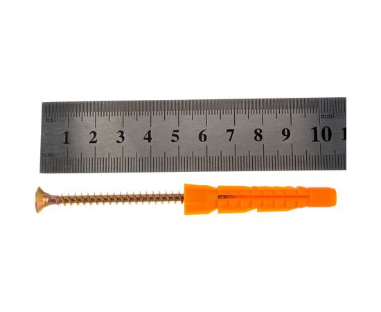 Саморез ШУж Tech-Krep 5,0х70 потайная головка + универсальный дюбель 8х52 9 шт - пакет 112941 – изображение 3