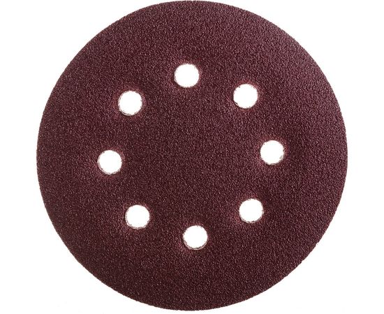 Круг абразивный на ворсовой подложке под липучку, перфорированный (5 шт; 125 мм; 8 отв; P 80) СИБРТЕХ 738047 – изображение 3