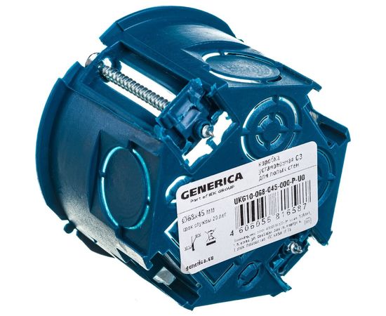 Установочная коробка IEK С3 D=68х45мм для полых стен, с саморезами и пластиковыми лапками UKG10-068-045-000-P-UO – изображение 4