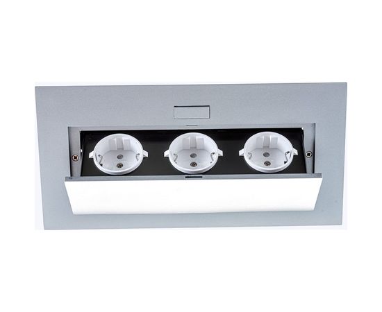 Полуавтоматический блок розеток Mebax, MX-226 3 секции Серебро 212х60мм 00-00001186 – изображение 5