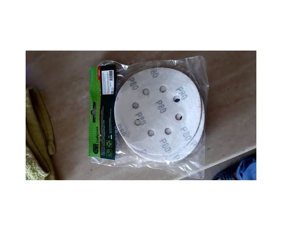 Круг абразивный на ворсовой подложке под липучку, перфорированный (5 шт; 125 мм; 8 отв; P 80) СИБРТЕХ 738047 – изображение 6