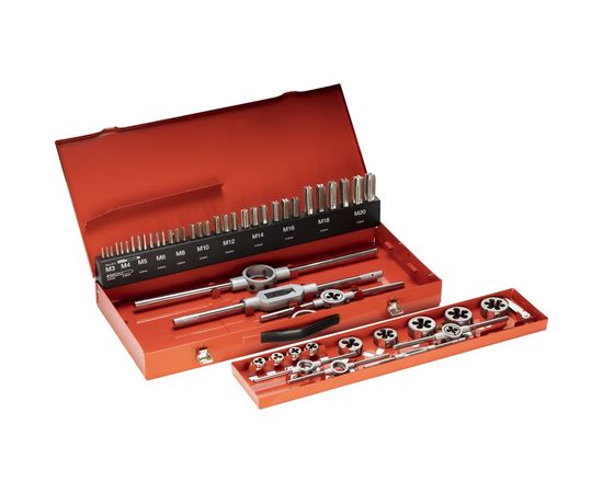 Резьбонарезной набор M3-M20 HSS метчики+плашки+воротки, 54шт RUKO 245040 