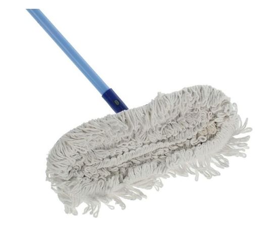 Плоская швабра Доляна окрашенный черенок, х/б насадка, 39х14х116 см 609168 – изображение 3