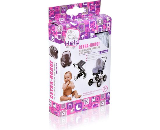 Сетка-полог 140x90 см на ДЕТСКУЮ коляску или люльку HELP 80007 – изображение 3