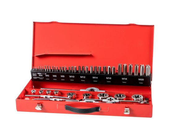 Резьбонарезной набор M3-M20 HSS метчики+плашки+воротки, 54шт RUKO 245040 – изображение 3