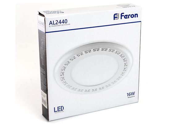 Встраиваемый светильник FERON светодиод 16W, 1280 Lm, 4000К и подсветка 4000К, белый, AL2440 29599 – изображение 8