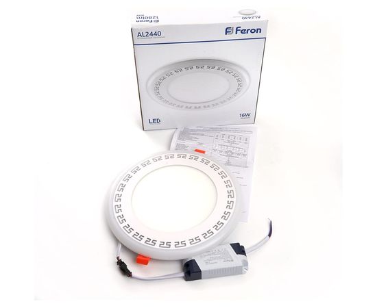 Встраиваемый светильник FERON светодиод 16W, 1280 Lm, 4000К и подсветка 4000К, белый, AL2440 29599 – изображение 9