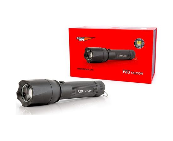 Фонарь ЯРКИЙ ЛУЧ F20 Falcon CREE XP-L HI 800лм, 3 режима, аккум. 18650, ЗУ и чехол в компл. 4606400105404 