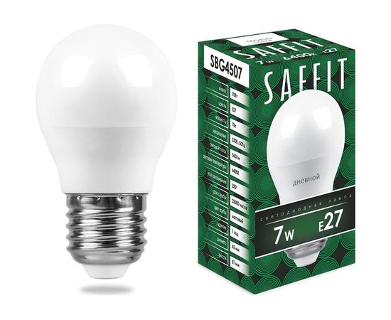 Светодиодная лампа SAFFIT 7W 230V E27 6400K, SBG4507 55124 