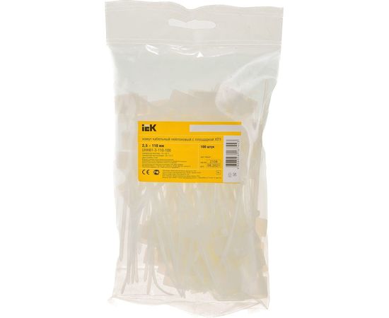 Хомут с площадкой IEK ХП1 2,5x110 100 шт. UHH61-3-110-100 