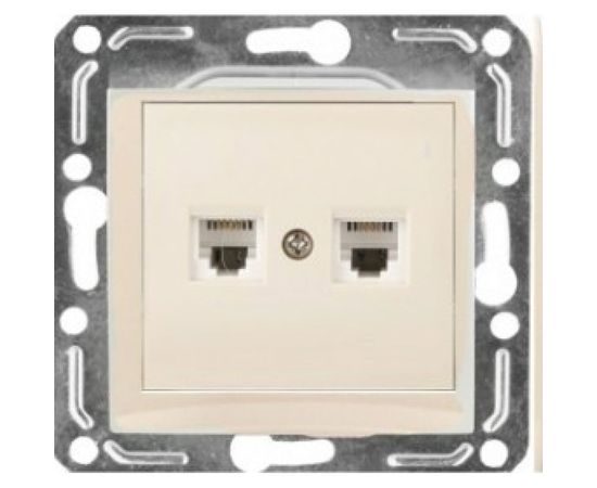 Двухместная телефонная розетка RJ -11, крем Volsten Violet V01-22-F22-M 9141 