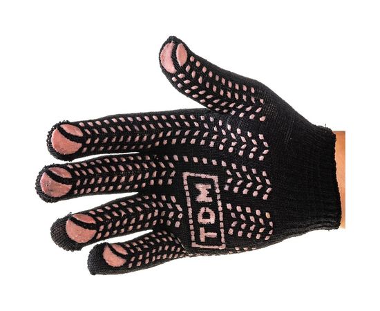 Хлопчатобумажные перчатки с ПВХ TDM Протектор, черные, 1 пара, SQ1016-0202 