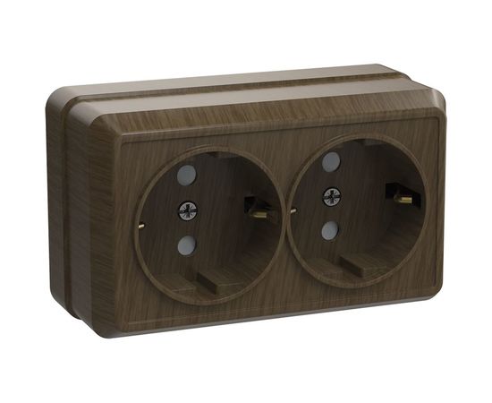 Двухместная розетка IEK РС22-3-ОД с заземляющим контактом, 16А, открытой установки, ОКТАВА, дуб ERO21-K04-16-DC 