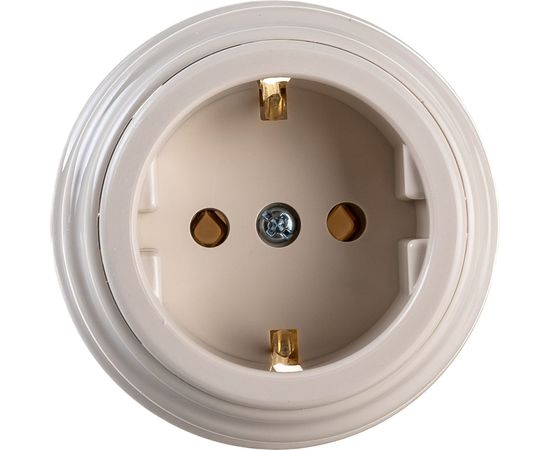 Розетка Bylectrica РА16-0202 1-местная с зазем. контантом 16А ОУ, серия РЕТРО, бежевый – изображение 2