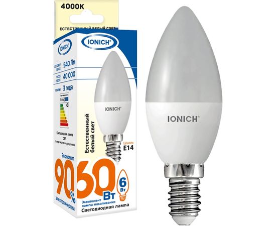 Светодиодная лампа IONICH декоративное освещение ILED-SMD2835-C37-6-540-230-4-E14 0160 1529 – изображение 2