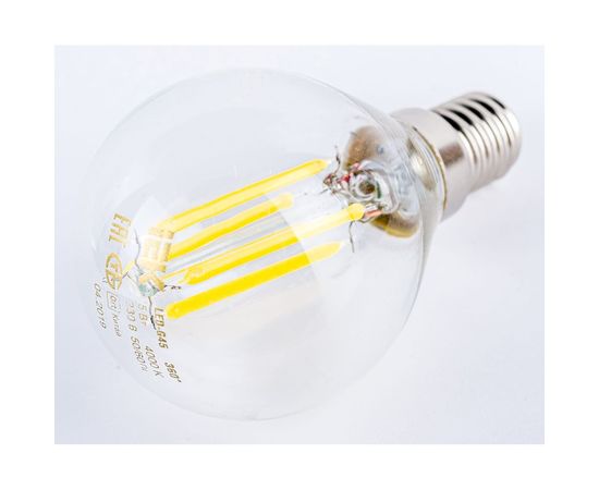 Лампа IEK серия 360, LED, G45, шар прозрачный, 5вт, 230В, 4000К, E14 LLF-G45-5-230-40-E14-CL – изображение 3