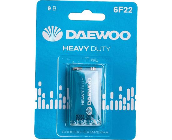 Солевая батарейка DAEWOO 6F22 Heavy Duty 2021 BL-1 5029248 – изображение 3