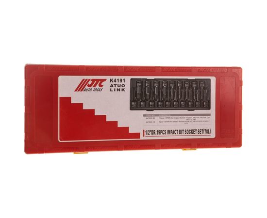 Набор ударных торцевых головок 1/2"" TORX, HEX в кейсе 19шт JTC-K4191 – изображение 4
