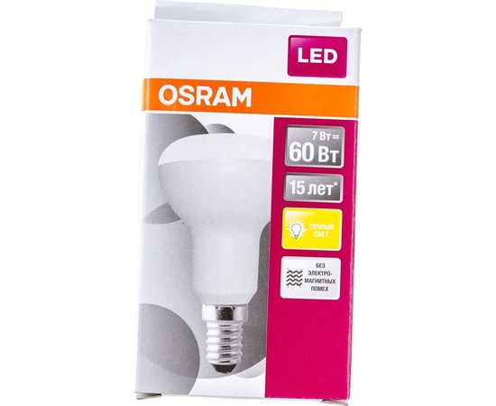 Светодиодная лампа OSRAM LED STAR R50 7Вт E14 600 Лм 3000 К Теплый белый свет 4058075282544 – изображение 6