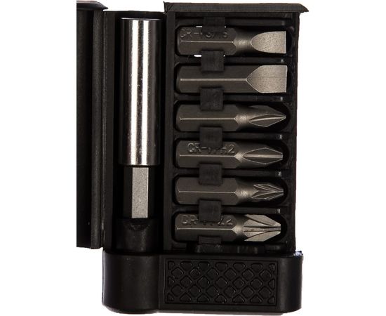 Набор бит (25 мм; 6 шт.) в прямоугольном картридже + адаптер (60 мм) FIT 57660 