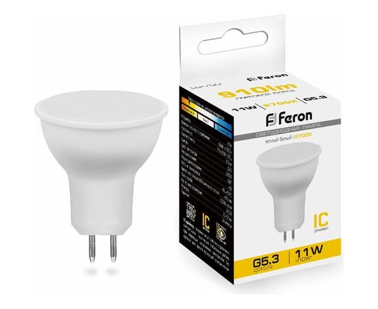 Светодиодная лампа FERON LB-760, MR16 рефлекторная, 11W 230V G5.3 2700К, 910Lm 38137 