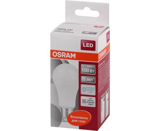 Светодиодная лампа OSRAM LED STAR, A, стандарт, 10Вт, E27, 1055 Лм, 6500 К, холодный белый свет 4052899971585 – изображение 2